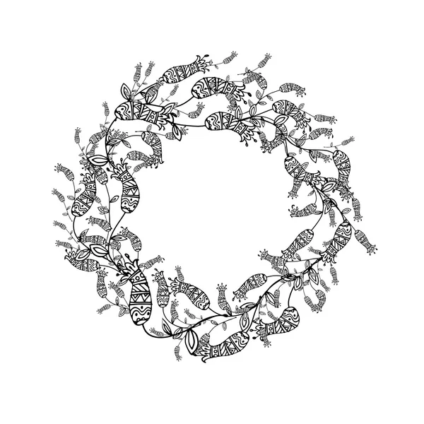 Esquisse de couronne florale pour votre design — Image vectorielle