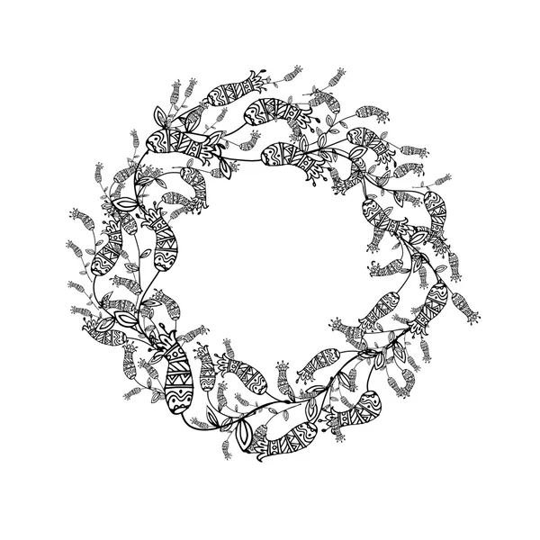 Schizzo della corona floreale per il vostro disegno — Vettoriale Stock