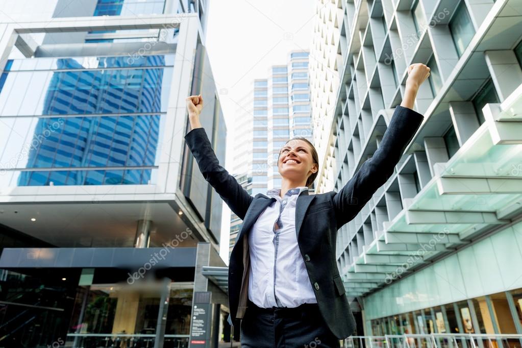 Portrait of business woman smiling outdoor