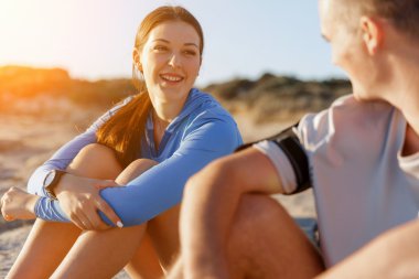 Sporda çift Sahilde giymek