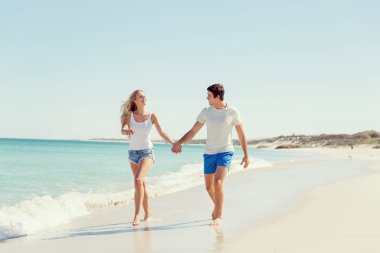 plaj romantik genç Çift