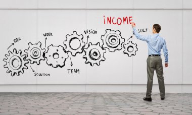 İşadamı sunan ekip çalışması kavramı