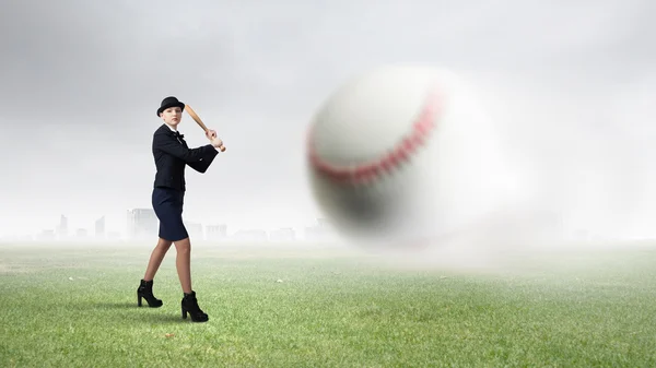 Baseball dívka školení — Stock fotografie