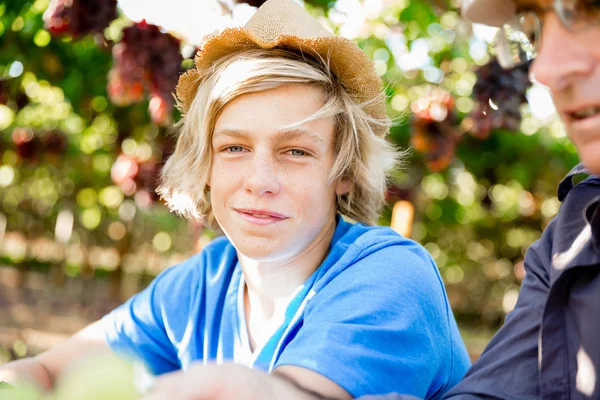 Baba ve oğul bağ içinde