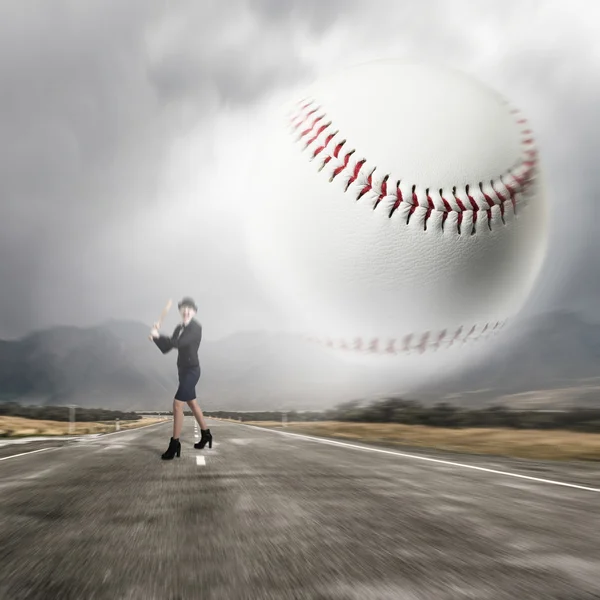 Baseball ragazza formazione — Foto Stock