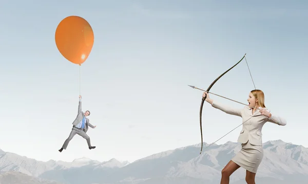 Woman aiming her goal — Stock Photo, Image