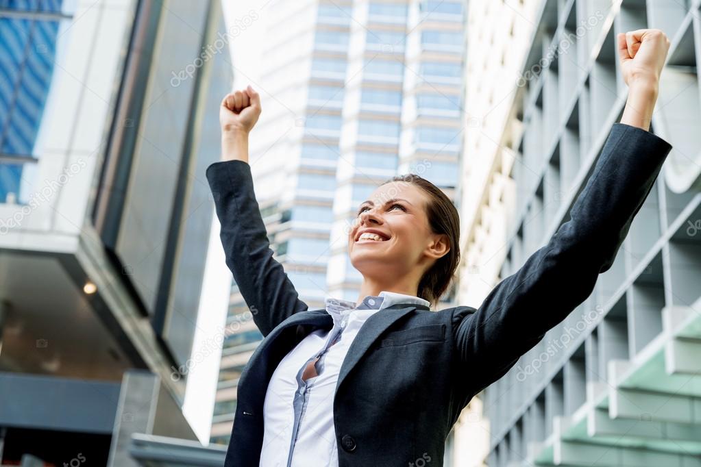 Portrait of business woman smiling outdoor