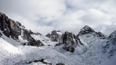 Kış dağların panoramik görünümü. Kyrgyzstan.Ala-Arça.