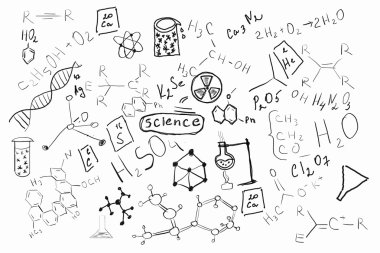 Elle çizilmiş kimya seti
