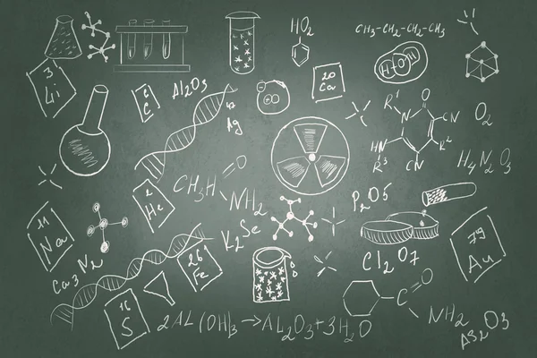 Elle çizilmiş kimya seti