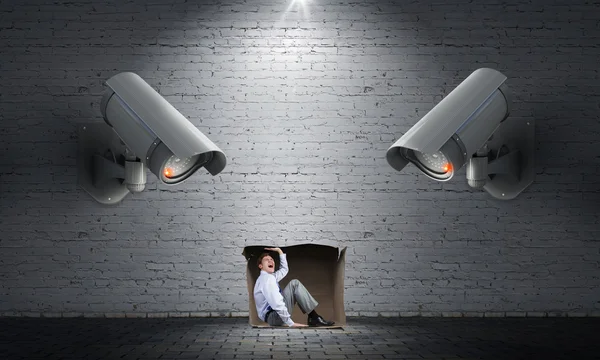 Camera keep an eye on man — Stock Photo, Image