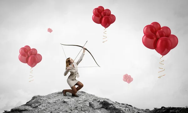 Woman aiming her goal — Stock Photo, Image