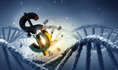 DNA molekülü ve dolar işareti