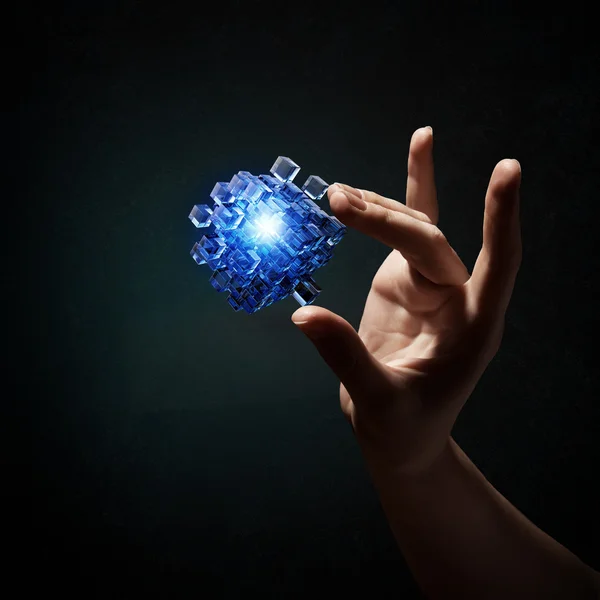 Cube in male hand — Stock Photo, Image
