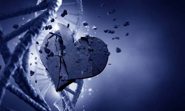 DNA-molecuul en hart — Stockfoto