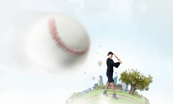 Бейсбол дівчина навчання — стокове фото