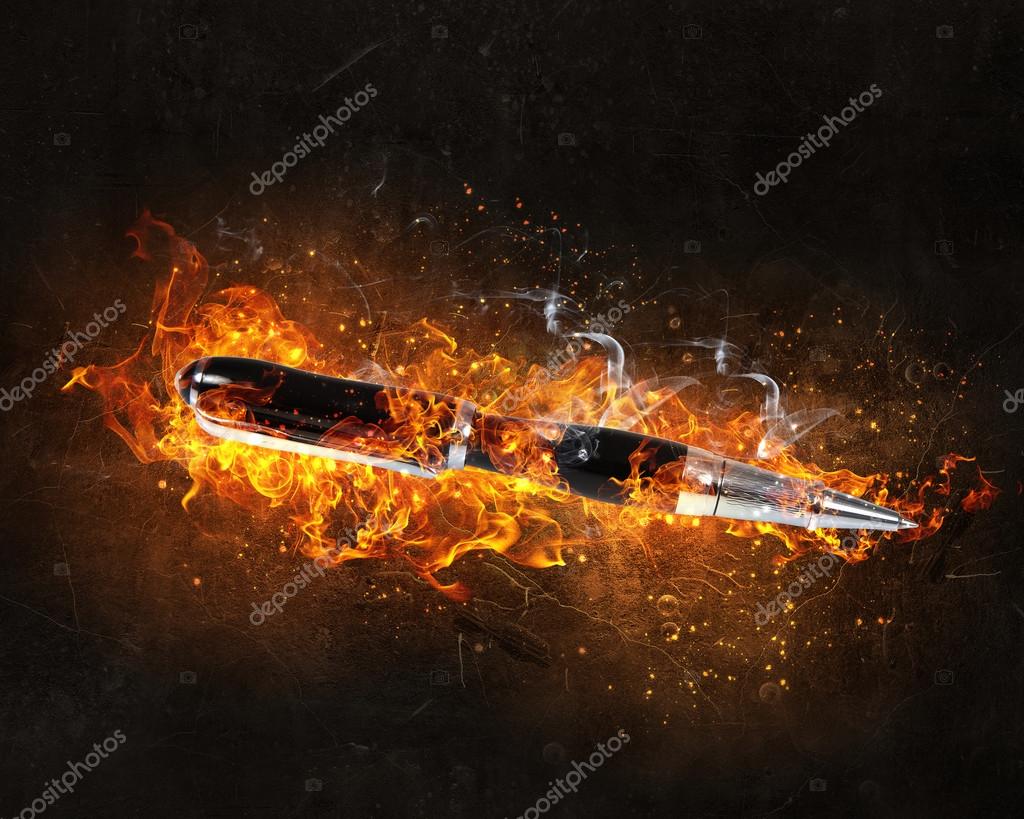 Pen burning in fire Stock Photo by ©SergeyNivens 103520354