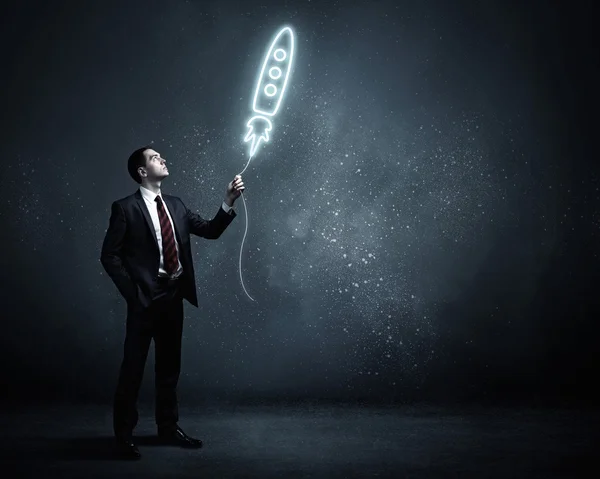 Man with concept balloon — Stock Photo, Image