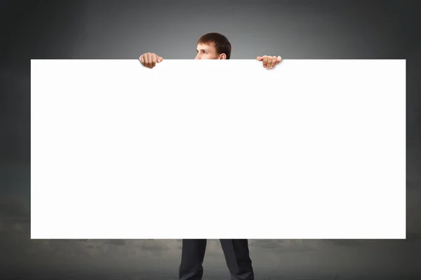 Man with empty banner — Stock Photo, Image