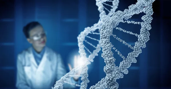 Mujer tecnóloga en laboratorio — Foto de Stock