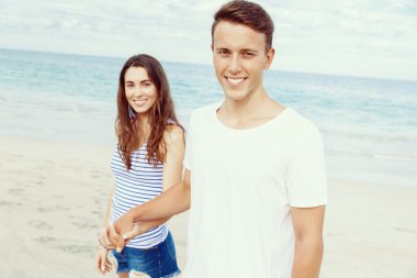 plaj romantik genç Çift