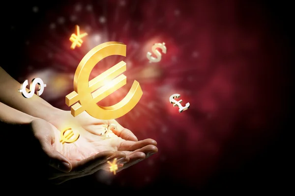 Currency glowing symbols — Stock Photo, Image