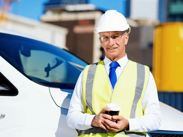 Engineer builder at construction site — Stock Photo, Image