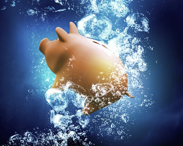 Sparschwein unter Wasser — Stockfoto