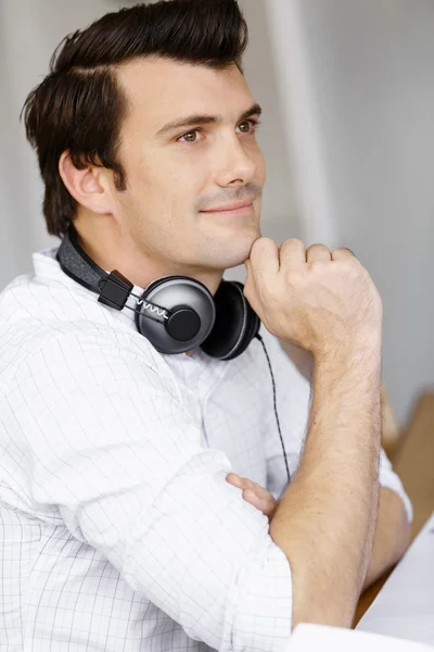 Young man with headphones — Stock Photo, Image