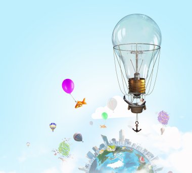 Zarif adam Aerostat içinde seyahat