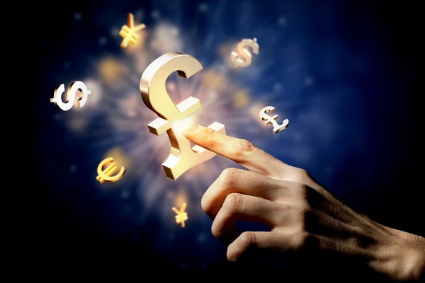 Currency glowing symbols — Stock Photo, Image