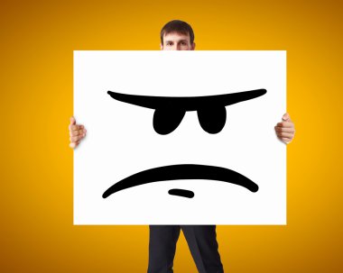 Adam üzgün smiley ile başlık göster