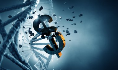 DNA molekülü ve dolar işareti