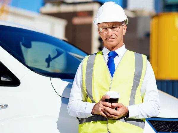 Engineer builder at construction site — Stock Photo, Image