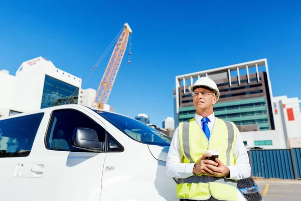 Engineer builder at construction site — Stock Photo, Image