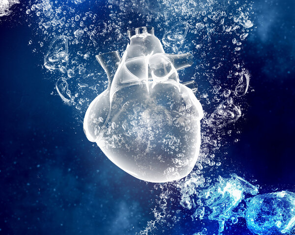 Human heart under water