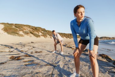 Plaj birlikte eğitim genç Çift