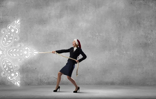 Woman in Santa hat — Stock Photo, Image