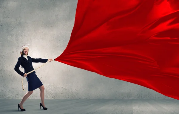 Santa mujer con bandera — Foto de Stock