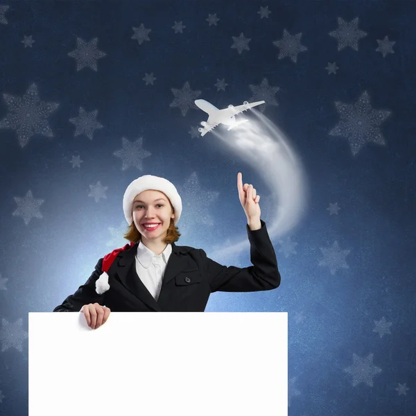 Santa mujer con bandera — Foto de Stock