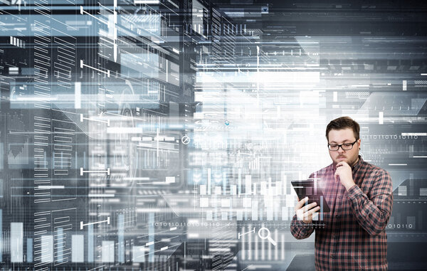 Hipster guy using tablet