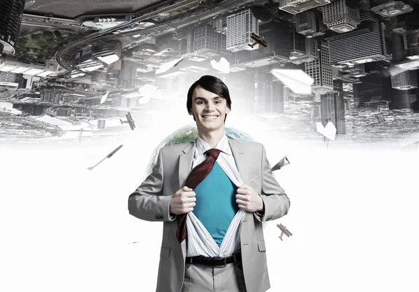 Determined super businessman — Stock Photo, Image