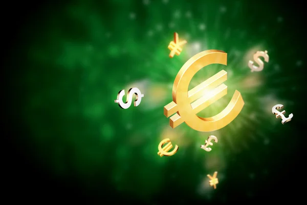 Glühende Symbole der Währung — Stockfoto