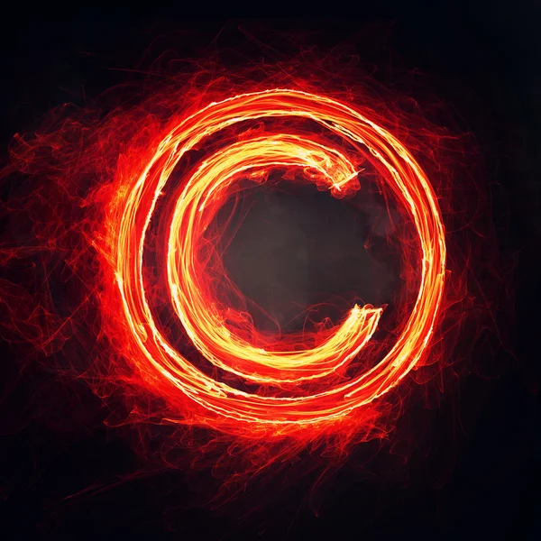 Fire copyright icon — Stock Photo, Image