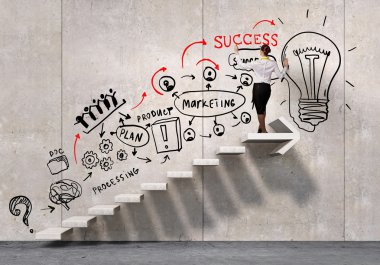 Onun iş fikirleri sunulması iş kadını