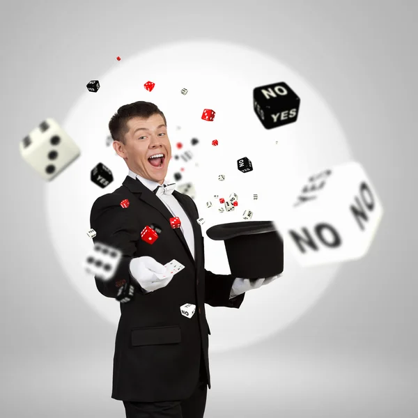 Man magician with cylinder hat — Stock Photo, Image