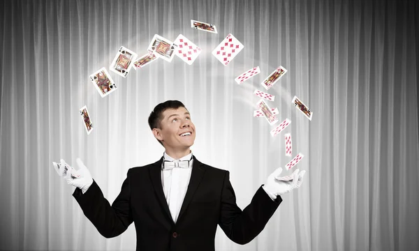 Man magician with cylinder hat — Stock Photo, Image