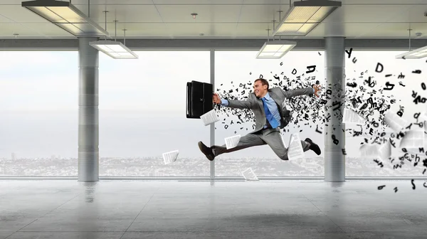 Dancing businessman in office — Stock Photo, Image