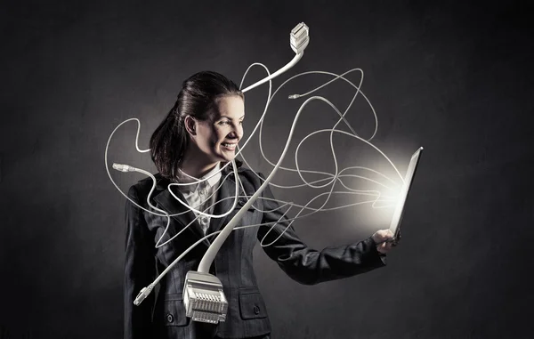 Woman with tablet pc — Stock Photo, Image