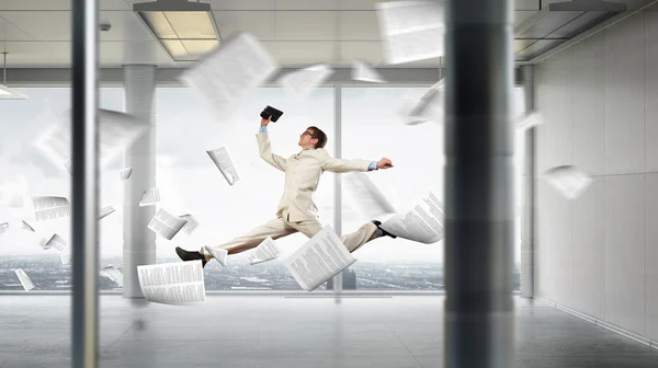 Dancing businessman in office — Stock Photo, Image